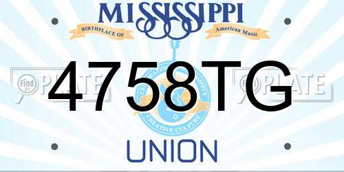 4758TG Mississippi License Plate