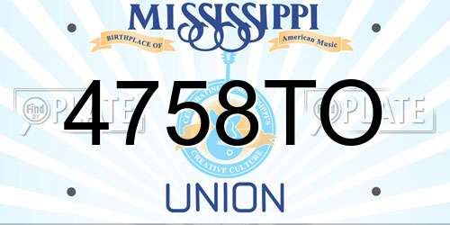 4758TO Mississippi License Plate