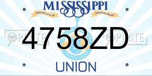 4758ZD Mississippi License Plate