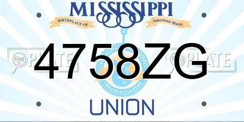 4758ZG Mississippi License Plate