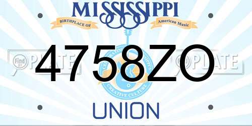 4758ZO Mississippi License Plate