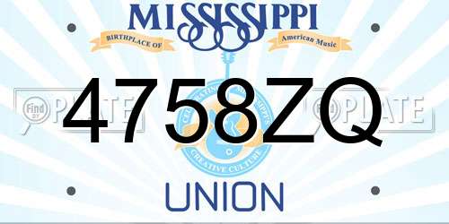 4758ZQ Mississippi License Plate
