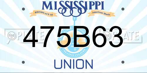 475B63 Mississippi License Plate