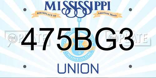 475BG3 Mississippi License Plate
