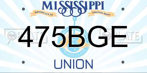 475BGE Mississippi License Plate