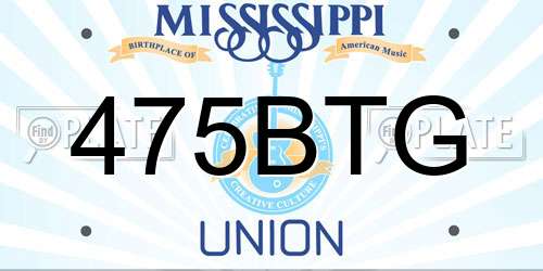 475BTG Mississippi License Plate