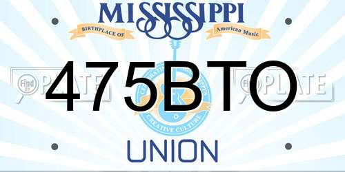 475BTO Mississippi License Plate