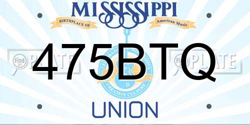 475BTQ Mississippi License Plate