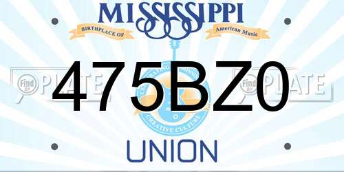 475BZ0 Mississippi License Plate