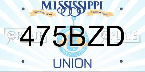 475BZD Mississippi License Plate