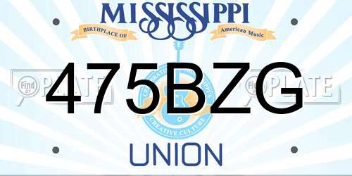475BZG Mississippi License Plate