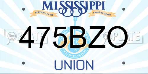 475BZO Mississippi License Plate