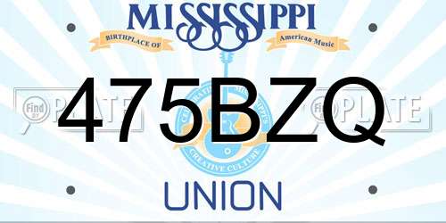 475BZQ Mississippi License Plate