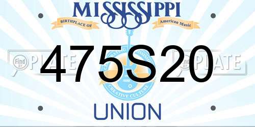 475S20 Mississippi License Plate