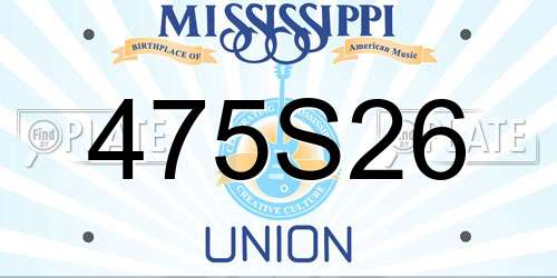475S26 Mississippi License Plate