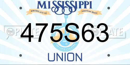 475S63 Mississippi License Plate