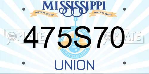 475S70 Mississippi License Plate