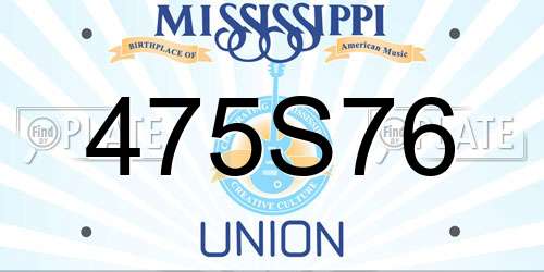 475S76 Mississippi License Plate