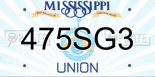 475SG3 Mississippi License Plate
