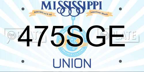 475SGE Mississippi License Plate