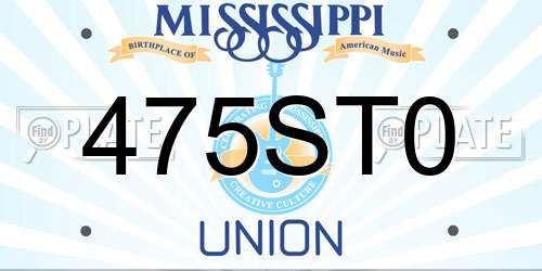 475ST0 Mississippi License Plate