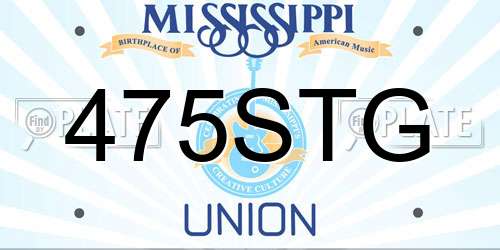 475STG Mississippi License Plate