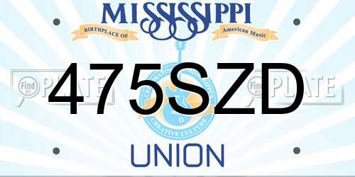 475SZD Mississippi License Plate