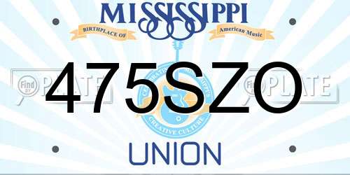 475SZO Mississippi License Plate
