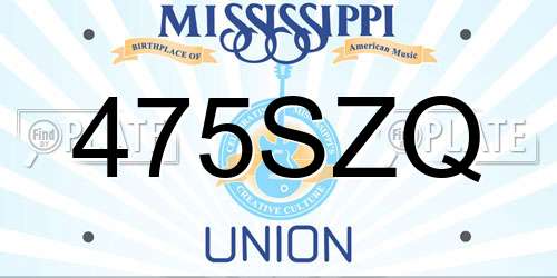 475SZQ Mississippi License Plate