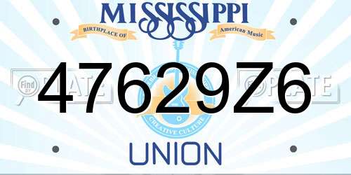47629Z6 Mississippi License Plate
