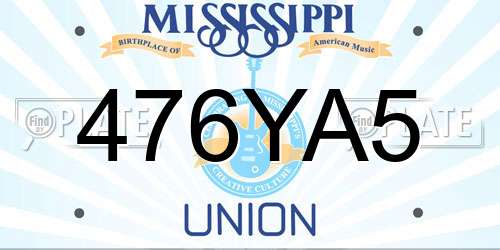 476YA5 Mississippi License Plate