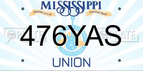 476YAS Mississippi License Plate