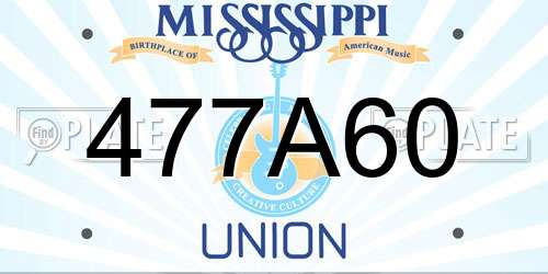 477A60 Mississippi License Plate