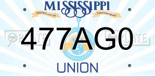 477AG0 Mississippi License Plate
