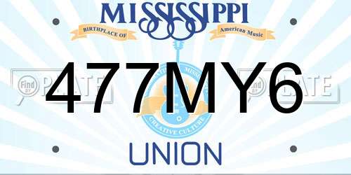 477MY6 Mississippi License Plate