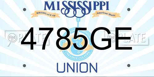 4785GE Mississippi License Plate