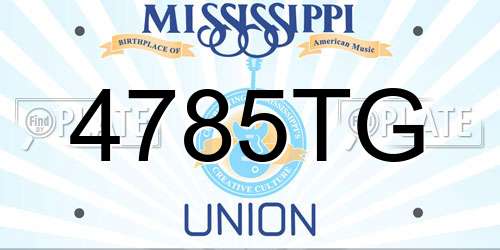 4785TG Mississippi License Plate