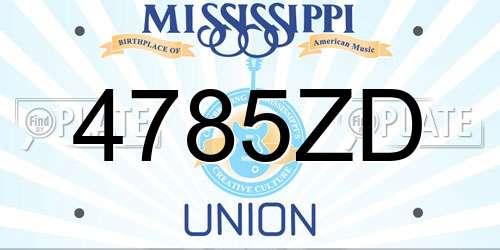 4785ZD Mississippi License Plate