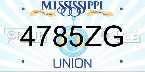 4785ZG Mississippi License Plate