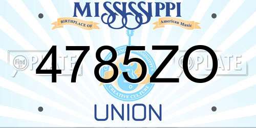 4785ZO Mississippi License Plate