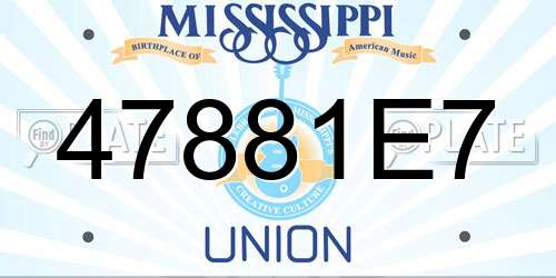 47881E7 Mississippi License Plate