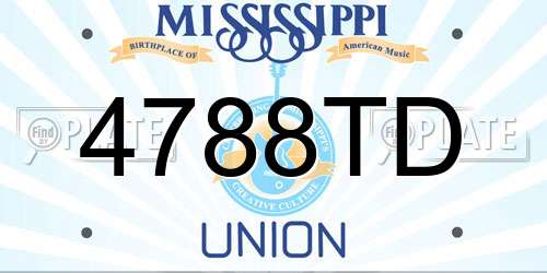 4788TD Mississippi License Plate