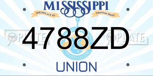 4788ZD Mississippi License Plate