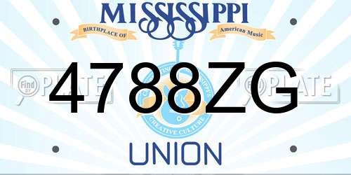 4788ZG Mississippi License Plate