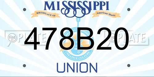 478B20 Mississippi License Plate
