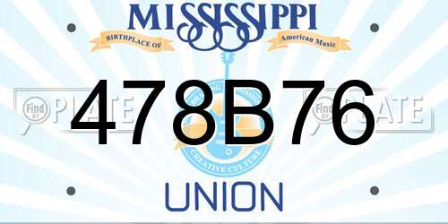 478B76 Mississippi License Plate