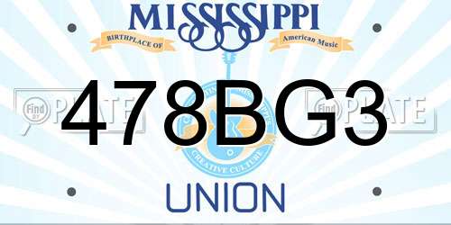 478BG3 Mississippi License Plate