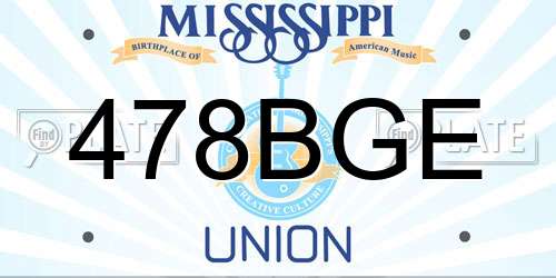478BGE Mississippi License Plate