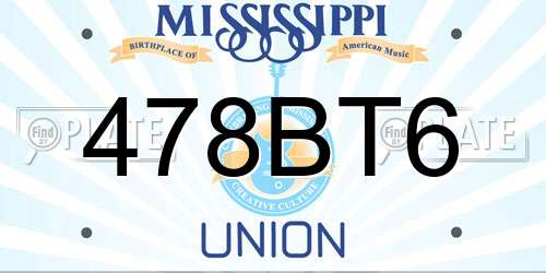 478BT6 Mississippi License Plate