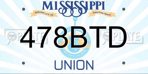 478BTD Mississippi License Plate